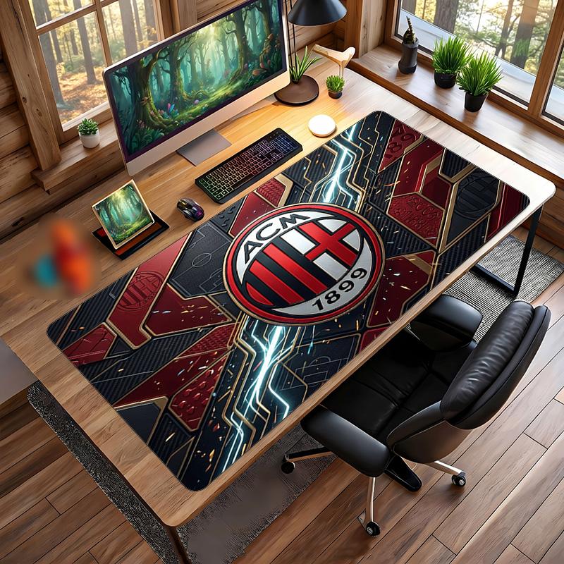 Tappetino per Mouse Grande Stampato AC Milan, Tappetino Morbido in Gomma Antiscivolo per Scrivania da Gioco per Ufficio Laptop Computer Decorazione