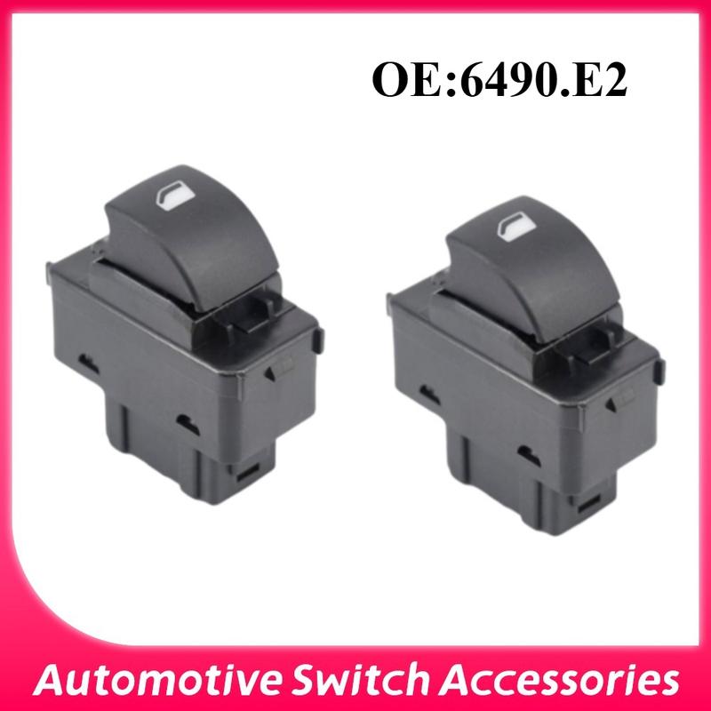 2PCS 6490.E2 Car Power Window Switch Single Button For Peugeot 207 SW Van CC Partner For Citroen C3 Picasso Berlingo 6490E2