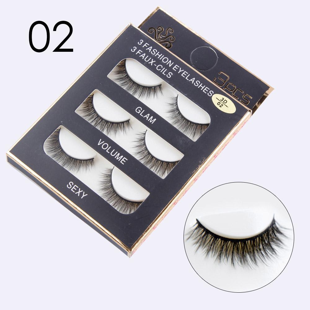 3Pairs Natural False Eyelashes 3D Mink Lashes Eyelash Extension Makeup False Lashes Kit