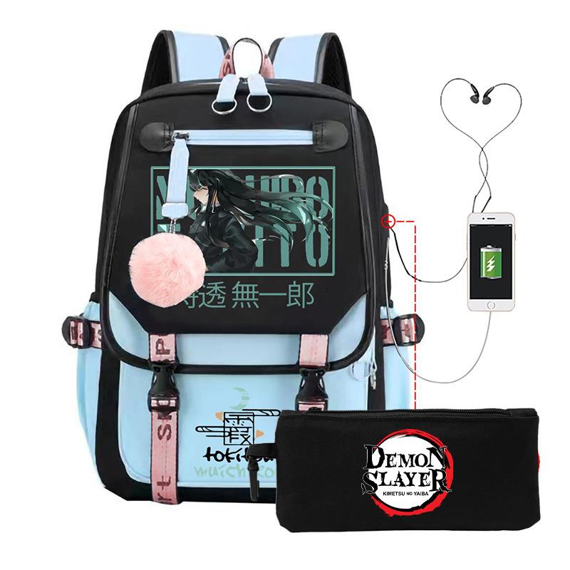 Anime School Bag Tokitou Muichirou Peripheral Backpack Set Student Pencil Bag