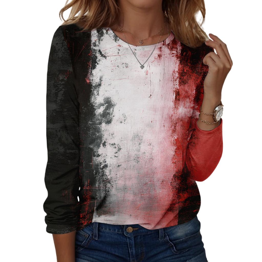 Women's Casual Long Sleeve Pullover Top Halloween Print Round Neck Shirt Lightweight Comfortable Fit for Daily Wear