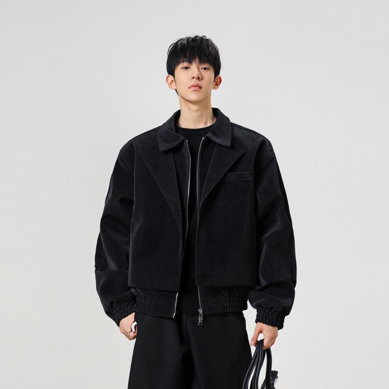 Men s Retro Leather Patchwork Jacket: Autumn/Winter Short Design 3XL чёрный
