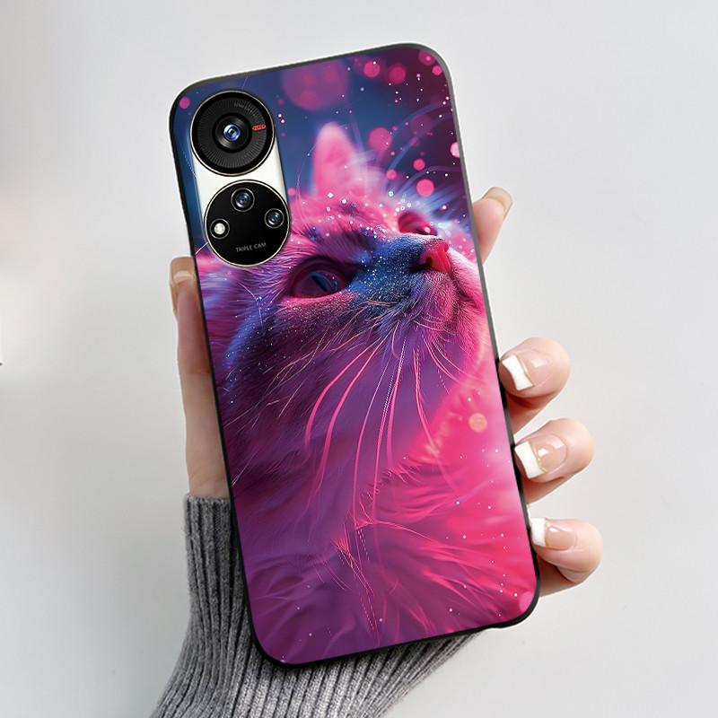 Hülle für ZTE Blade V40S / Axon 40 SE / V70 Pro Hülle Ästhetisch Niedliche Katze Astronaut Weiche Schwarze Matte Schutzhülle Rückseite