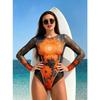 European and American New Long-sleeved Russian One-piece Swimsuit Women's Sunscreen Smart