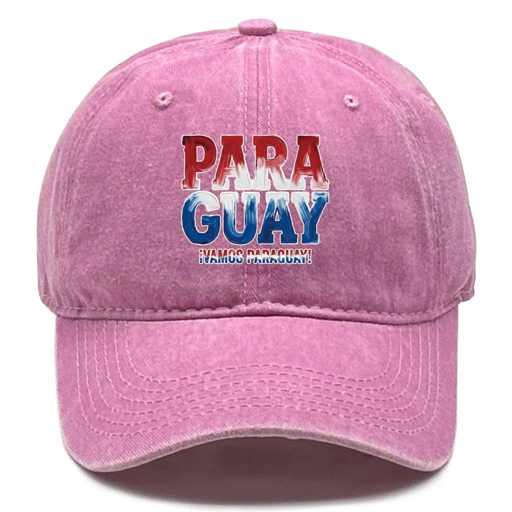 "PARAGUAY" "VAMOS PARAGUAY" Flag Printed Sun Hat , Adjustable Baseball Cap Hip Hop Unisex Trendy Vintage Sun Hat