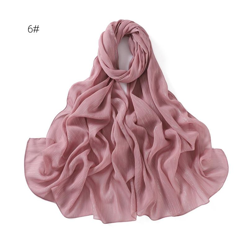 Plain Silver Glitter Shimmer Bubble Chiffon Hijab Sparkle Veil Ramadan Shawls Beach Headscarf Bufandas Muslim Headband 175*70Cm