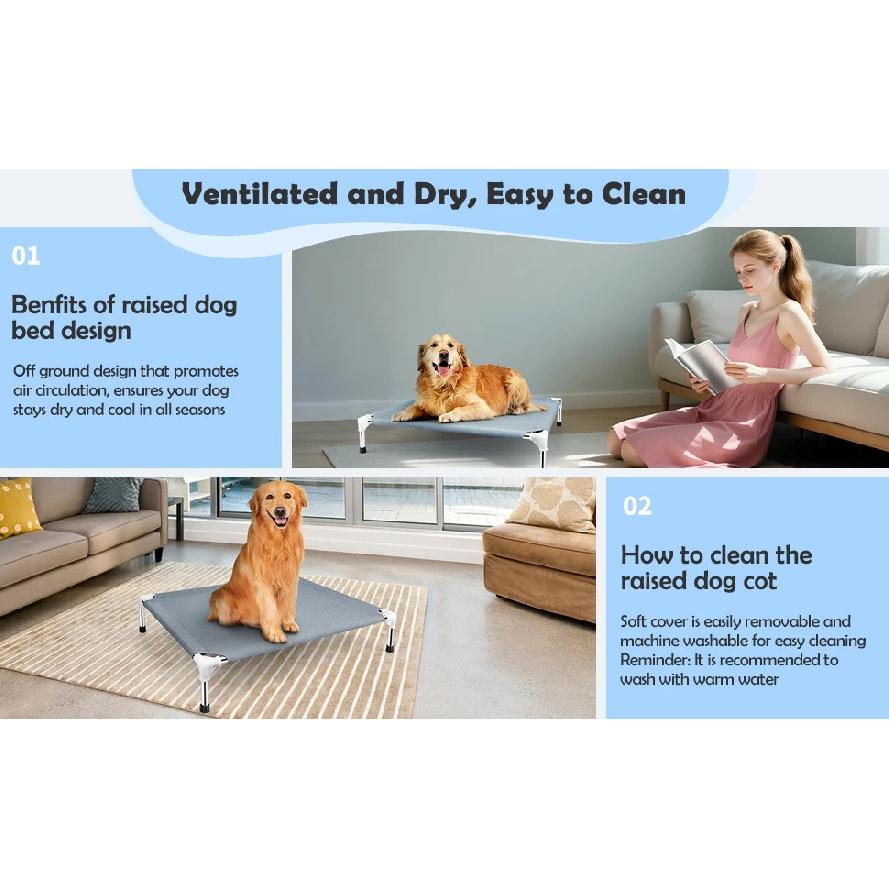 Elevated Cooling Dog Bed, Breathable Anti-slip Pet Cot for Medium Dogs
