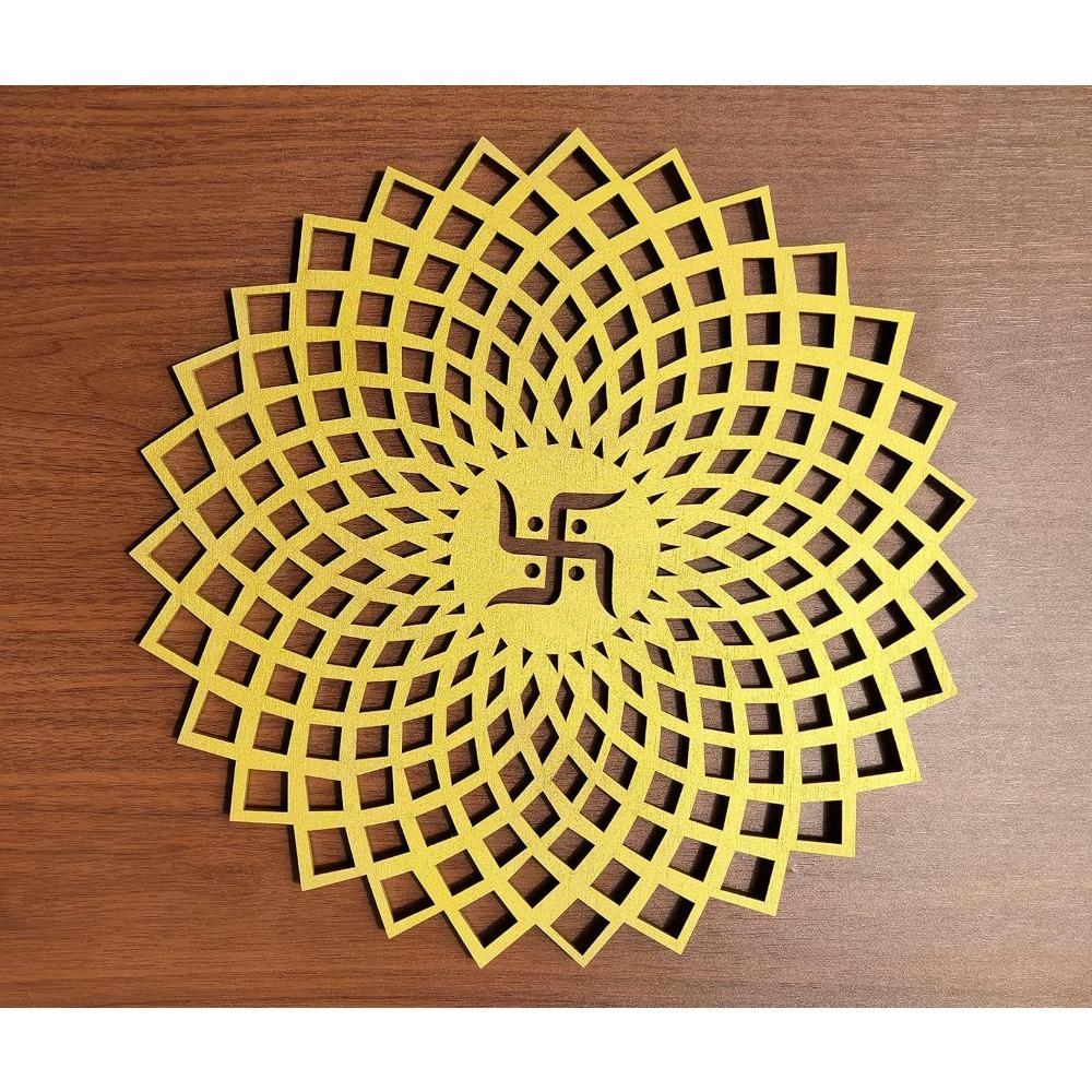 Decorative Metal Mandala Wall Art Home Decor Wooden OM Chakra Round Hanging for Living Room Bedroom Office Hotel Temple Gift