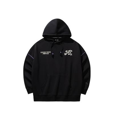 Anta Comfortable Simple Versatile Hooded Letter Print Drop Shoulder Loose Sweatshirt Unisex Sweatshirt 172531705-4