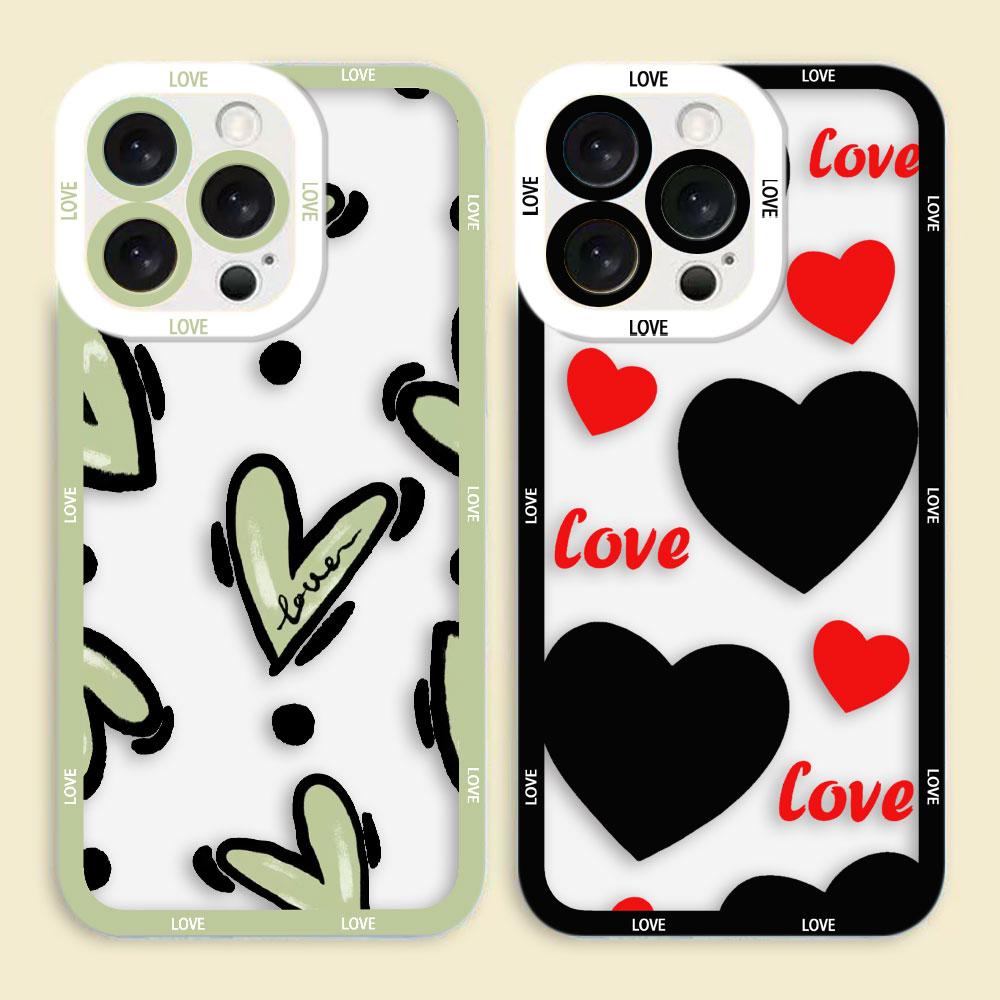 Lovely Love Heart Clear Phone Case For Samsung A03S A03 A04 A05 A05S A06 A7 A11 A10S A12 A13 A14 A15 A16 NOTE 10 20 ULTRA Case