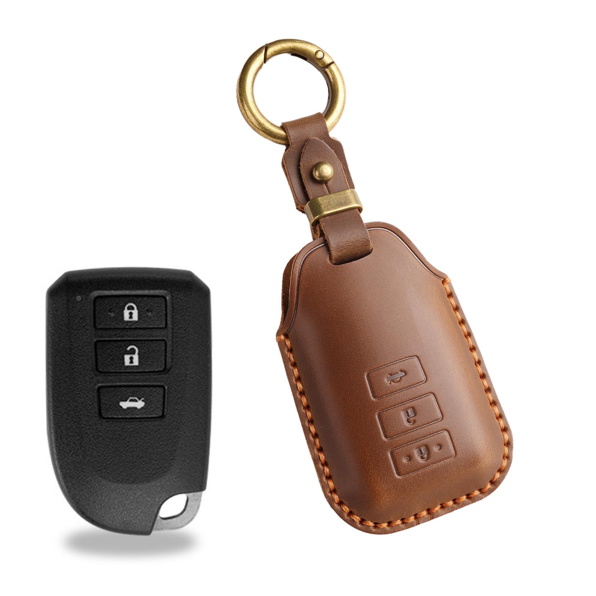 

Новый ретро чехол для ключа подходит для Toyota Yaris, чехол для защиты ключа из кожи ручной работы, кольцо.