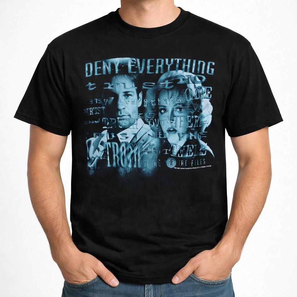 Vintage 1995 Deny Everything Trust No One Graphic Tee Retro Shirt Unisex S-3XL XXXXL