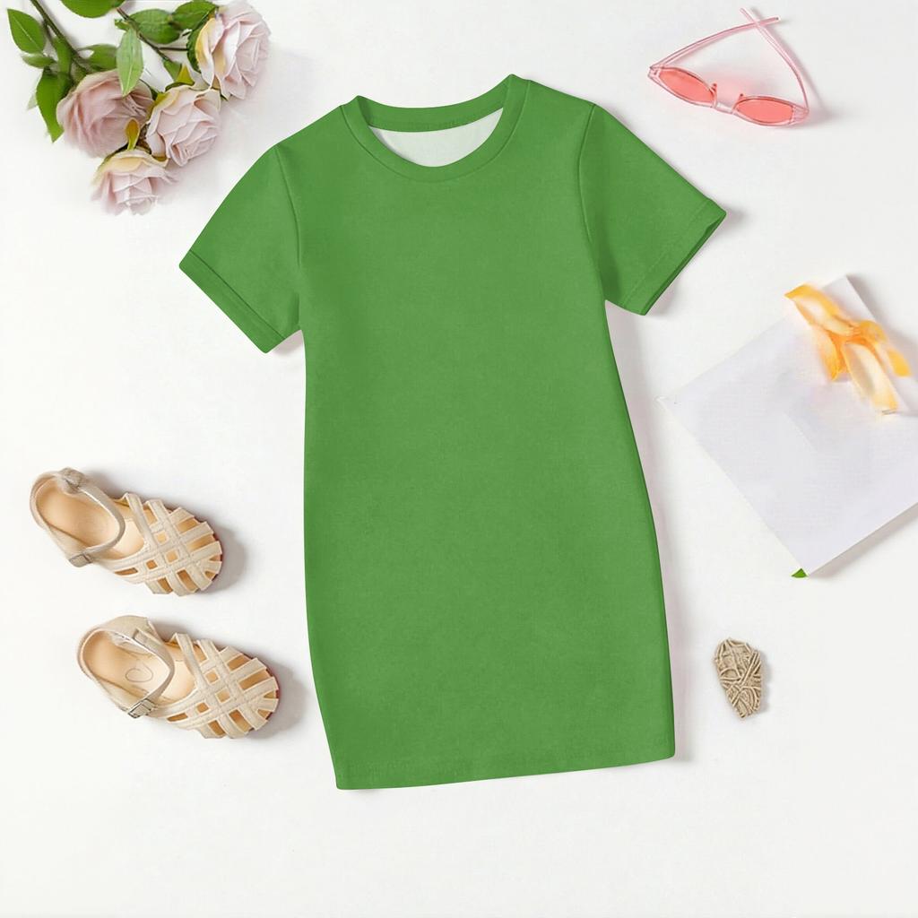 Mädchen Sommerkleid Lässig Kinder Locker Rundhals Kurzarm Leichtes Kleid