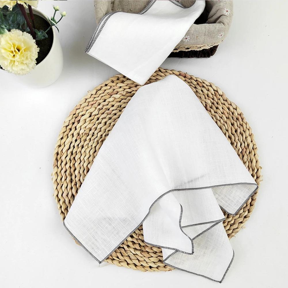 6PCS Multi-functional Solid Color Cotton Linen Napkin Square Sewn Edged Dining Table Napkin Washable Tea Towel Wedding