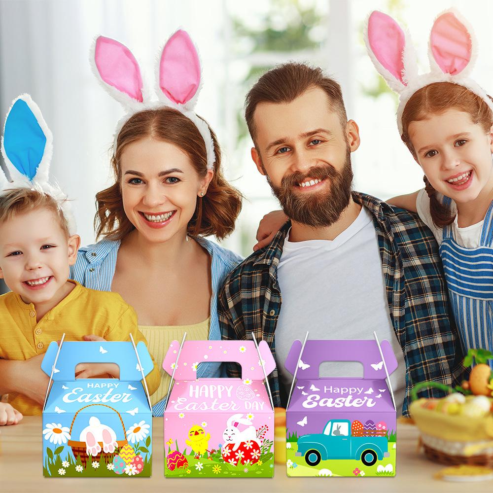 Easter, Cartoons, Cute Bunnies and Chicks, Candy and Snack Packaging, Hand-held Paper Boxes, Party Decorations