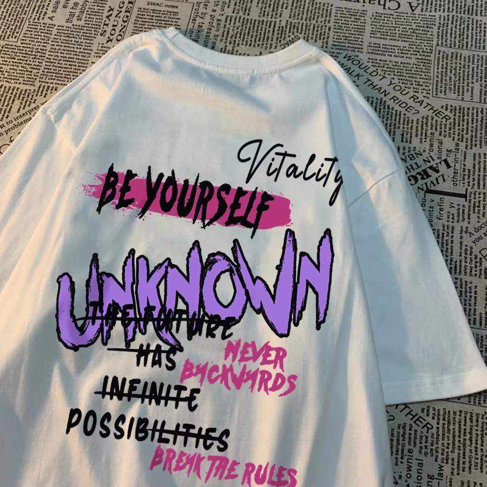 

Будь собой неизвестный красочный текст Одежда для мужчин и женщин хип-хоп летняя футболка повседневная футболка с круглым вырезом одежда свободная хлопковая футболка S