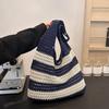 Yogodlns Gewebte Damen-Schultertaschen Damen Streifen Designer Gestrickte Zopf-Handtaschen Tragetasche Sommer Strand Shopper Geldbörsen