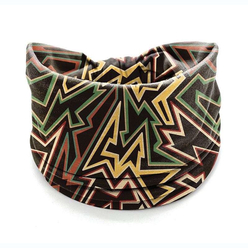 European American Women's Hair Band African Print Pattern Wide Edge Elastic Knot Sports Yoga Headband Women's Headwear Hair