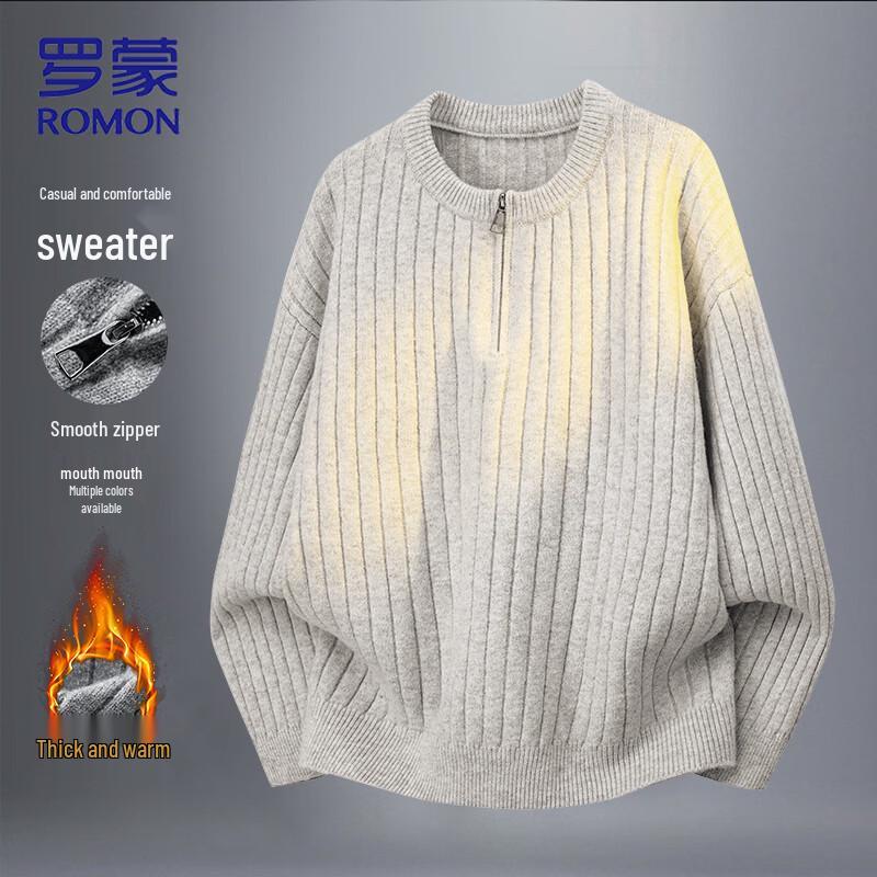 ROMON Men s Thick Warm Round Neck Pullover Sweater XL