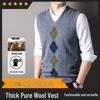 Hengyuanxiang Men's 100% Merino Wool V-Neck Knitted Vest