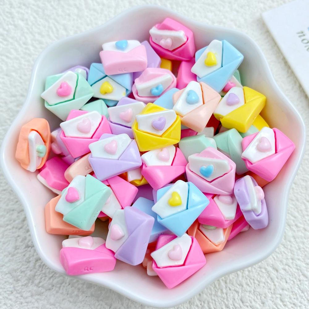 20Pcs New Cute Resin Mini Colored Envelope Series Flat Back  Manicure Parts Embellishments For Hair Bows Accessorie