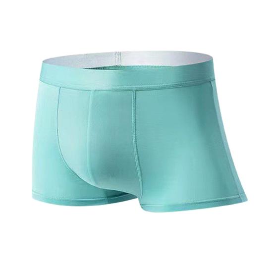 Men Boxer Underwear Mid-rise Wide Elastic Waistband Slim Fit Shorts Briefs Solid Color