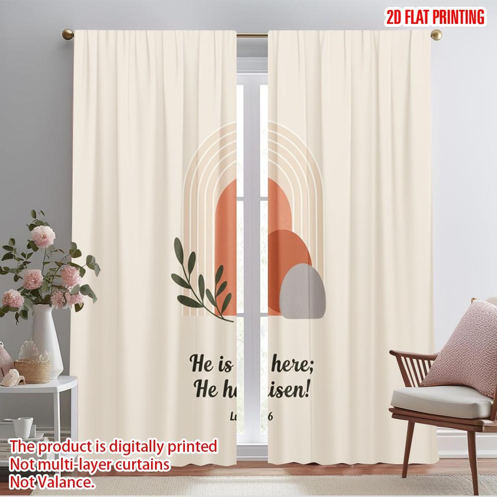 

2pcs 2D flat printing Curtains He Risen Tomb Easter Fabric Without Electricity Festive Wall Decor Perfect for Wall art Party 52.50×116.00 CM 2pcs