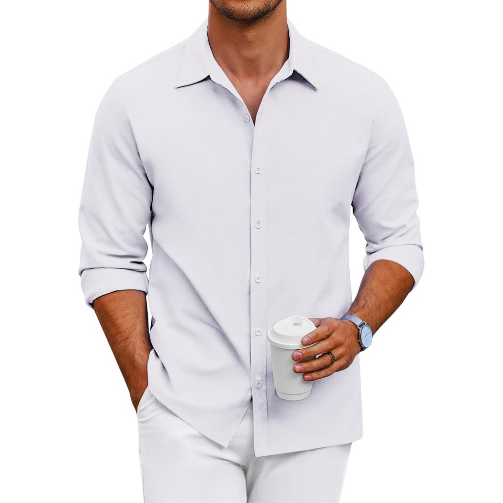 Pánská volná ležérní košile s dlouhým rukávem na knoflíky