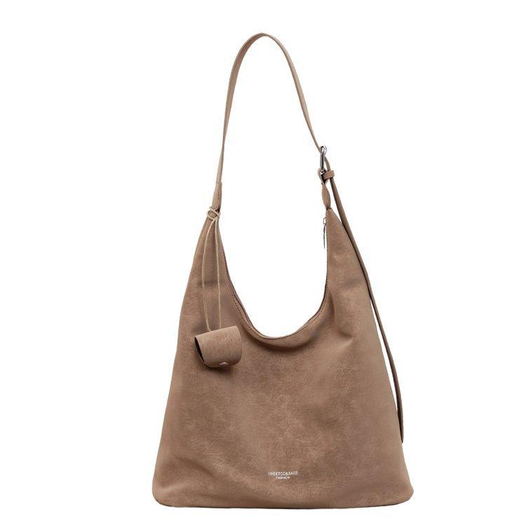 

Women s bag shoulder bag large capacity casual satchel leather velvet fashion retro commuter women s boutique niche design big bag One size хаки
