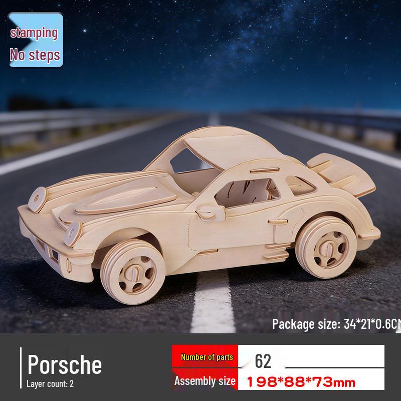 Wooden 3D Puzzle Car - Educational Handmade Toy for Kids
