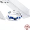 BAMOER Silver 925 Lover Rings for Couple Blue Starry Sky of Van Gogh Open Finger Ring Design Jewelry Accessories SCR608