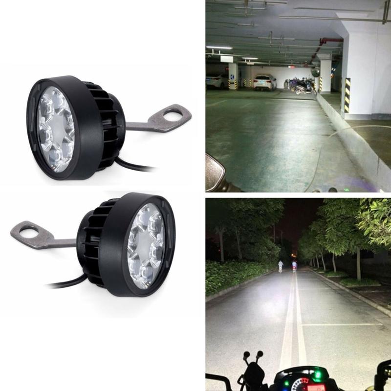 2Pcs Motorcycle Headlight Fog Driving Lights 6 LED Working Spot Light Fog Lamp Scooters Spotlight Motorcycle Side Mirror