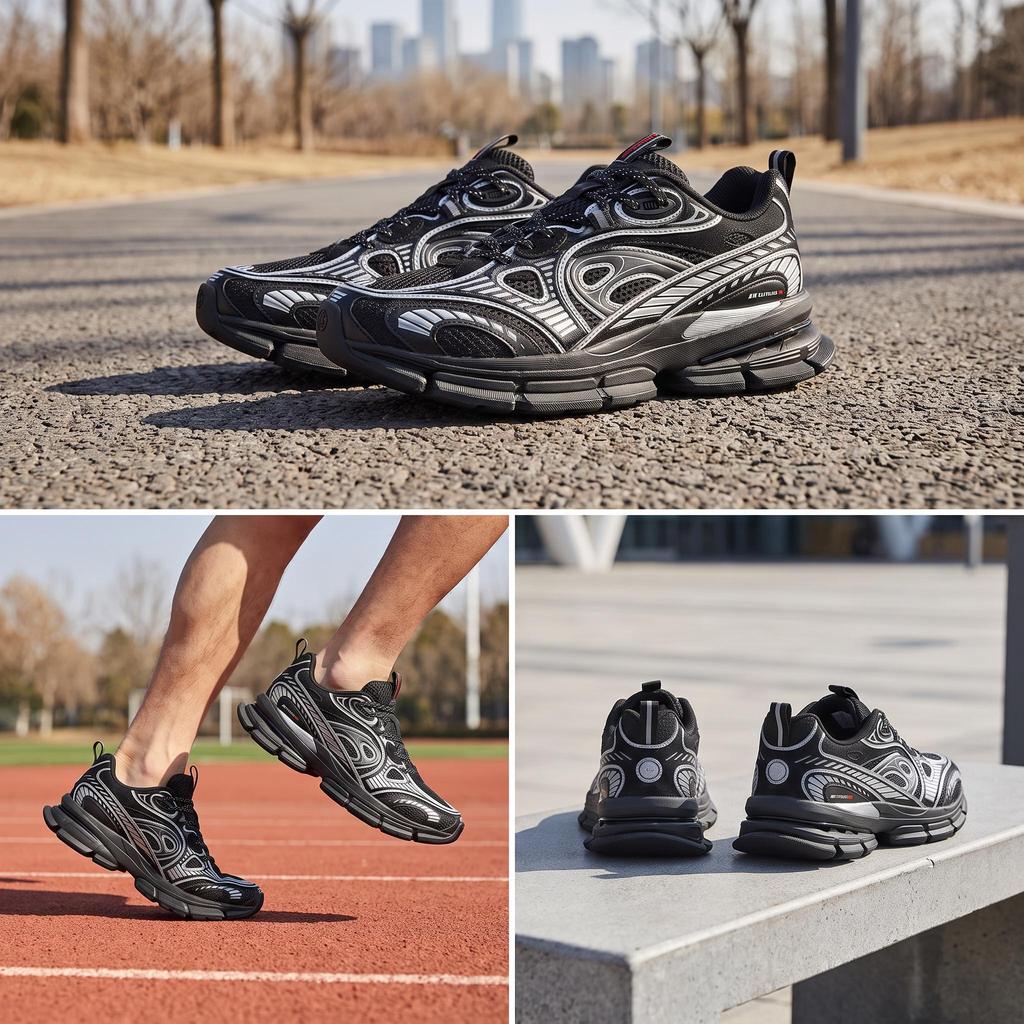 Anta Low Top Running Shoes Men's Black Silver 112438805A-1