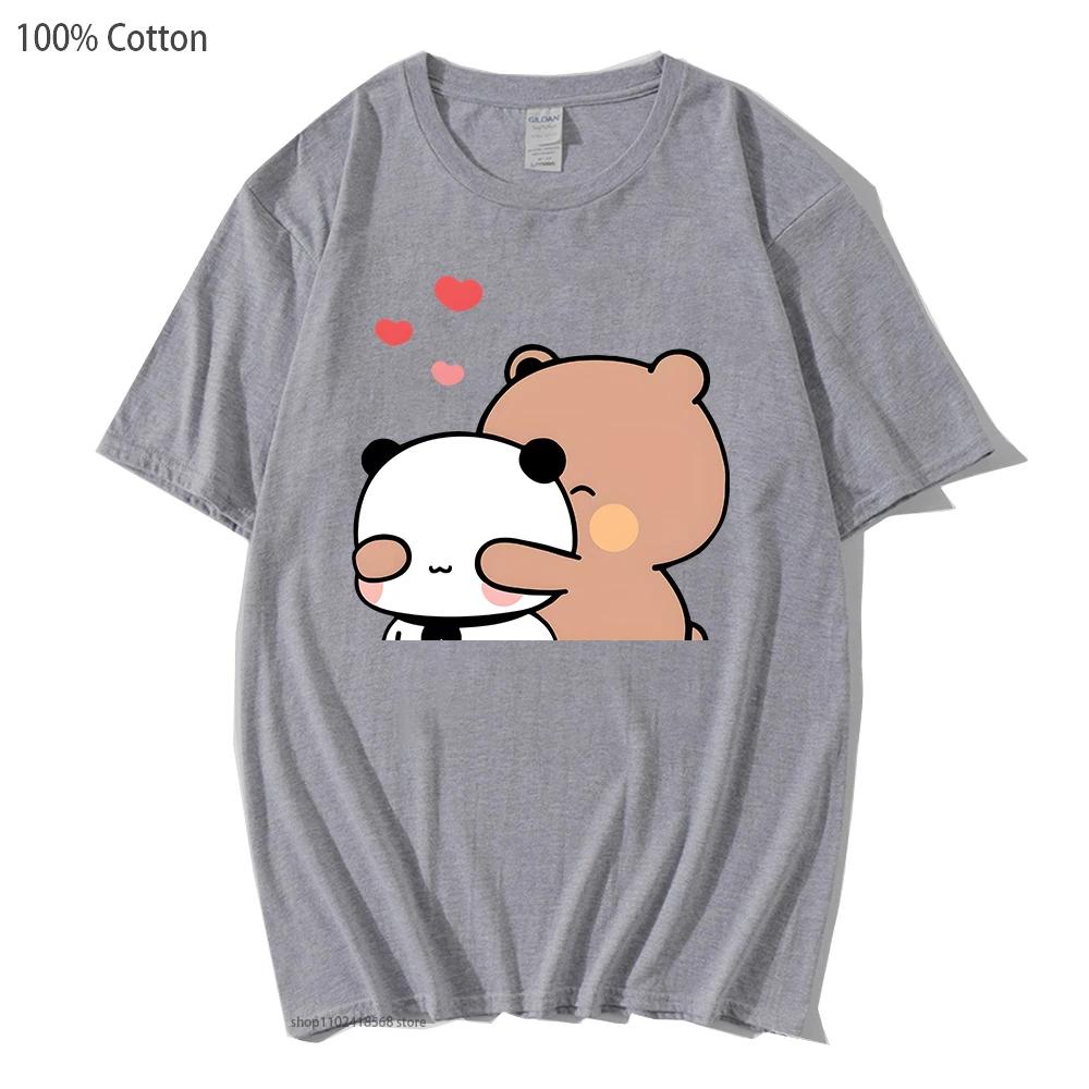 Panda Bear T-Shirts Cartoon  Bubu Dudu Graphic Tshirt Womens Clothes Short Sleeve Tee Girls Kawaii Clothes Y2k Tops Cotton
