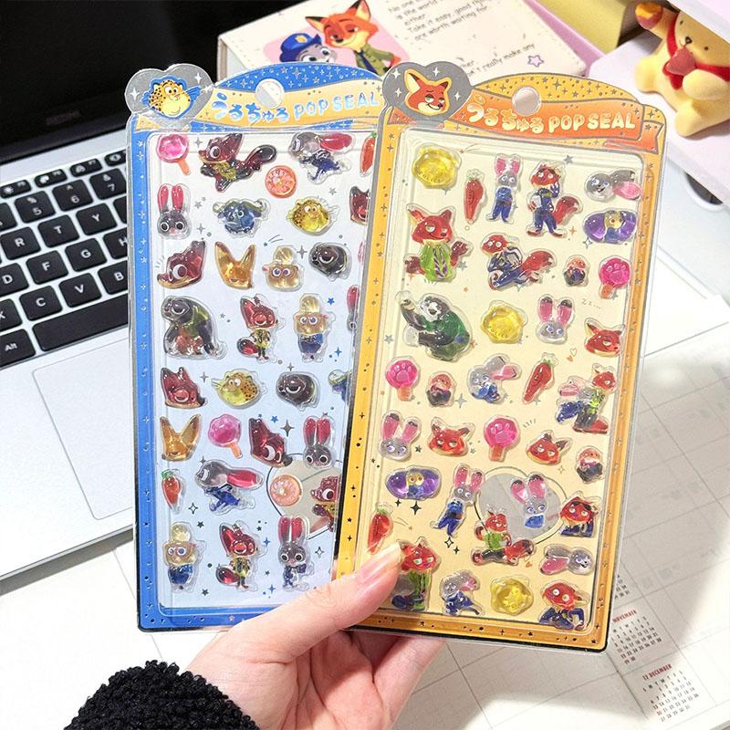 Disney Zootopia 3D Embossed Crystal Sticker Cute Cartoon Judy Nick DIY Mobile Phone Decoration Sticker Student Stationery Gift