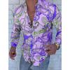 Men's Red Patterned Long-sleeved Shirt Men's Casual Versatile Fashion Street Men's Shirt Lapel Single-breasted Long Sleeve