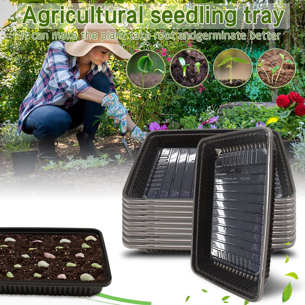 Maceta de cultivo cuadrada negra, pequeña bandeja agrícola transparente para plántulas