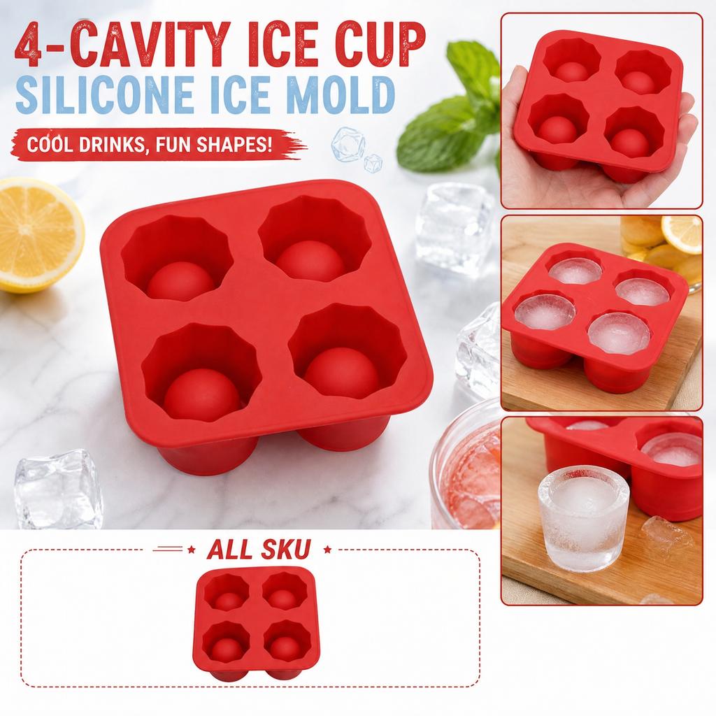4-Cavity Ice Cup Creative Shape Tray for Homemade Ice Cups Summer Drink Ice