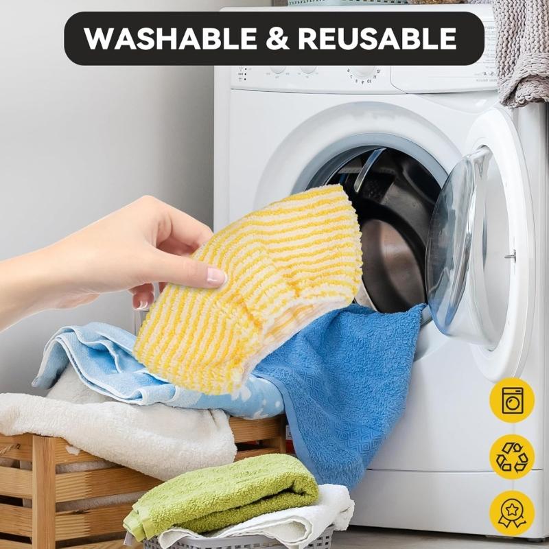 6Pieces High Absorbency Mop Pads Stitched Edges Steam Mop Covers Suitable for Steaming Cleaner Models Reusable Design