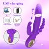Rabbit Thrusting Vibrator for Woman 3 In 1 G Spot Clitoris Stimulator Vagina Massager Female Masturbator Backyard Anal Sex Toy