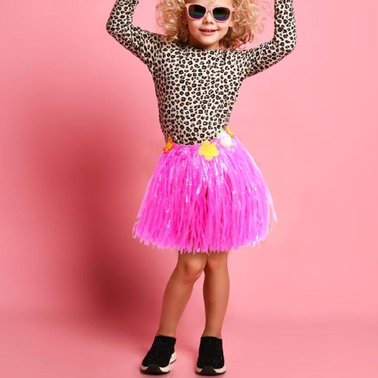Hawaiian Luaus Hulas Grass Skirt with Large Flower Costume Set for Halloween Dances Party Decorations Hawaiian Costume
