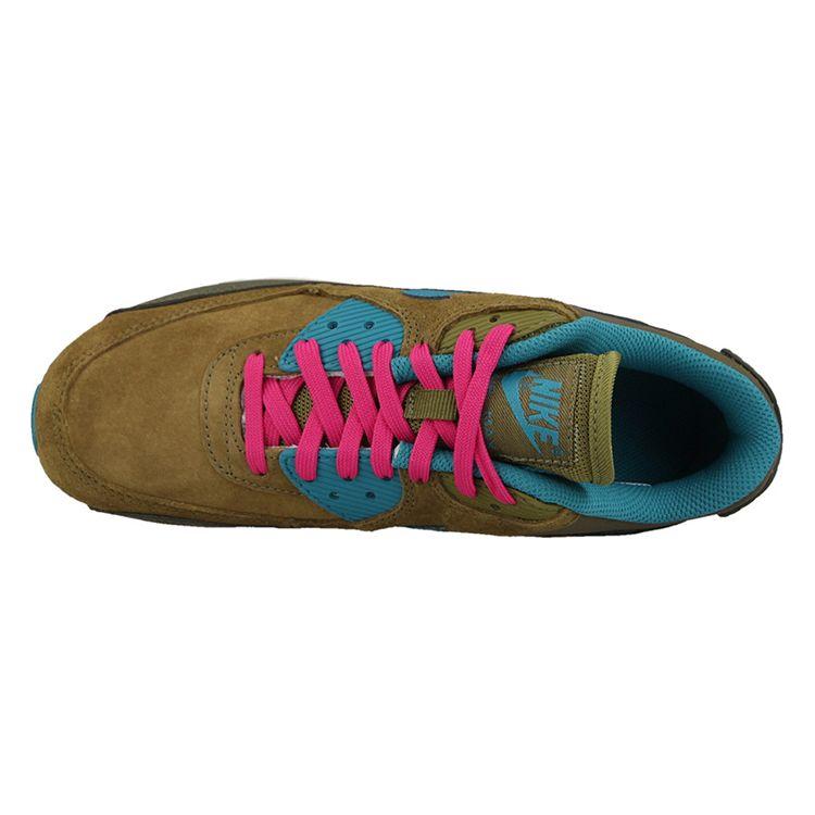 Nike Air Max 90 Leather Retro Casual Suede Shock Absorbing Durable Low Top Running Shoes Women Sneaker Brown Green 768887-300