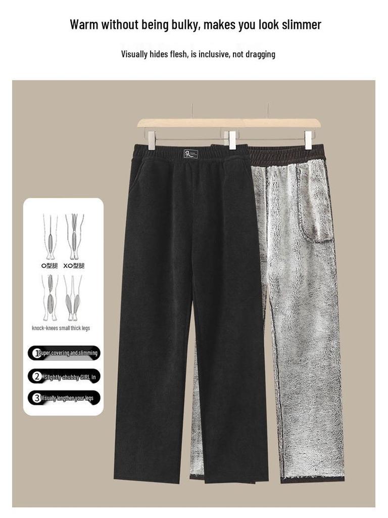 Warm Cotton Straight-Leg Trousers for Middle-Aged & Elderly Women: New Grandma Style, Ideal for Autumn & Winter