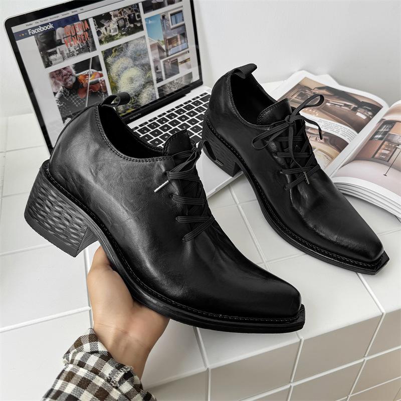 Pointed Leather Shoes Men's 2025 New Business Dress Men's Leather Shoes Casual Breathable Soft Black Sole Soft Surface British