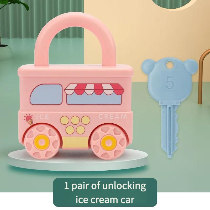 

Montessori Lock & Key Toy - Number Matching Learning Locks with Keys, Sensory Educational Toys for Babies 1-3 Years розовый