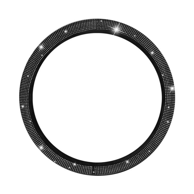 Universal Crystal Rhinestone Steering Wheel Cover Cars - Full Drill Design All-Season Use Sporty Style Fits 38cm Diameter