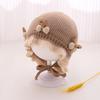 Cute Bow Ruffle Baby Hat Winter Thicken Knitted Warm Infant Lacing Cap Solid Color Newborn Girl Ear Protection Bonnet Beanie
