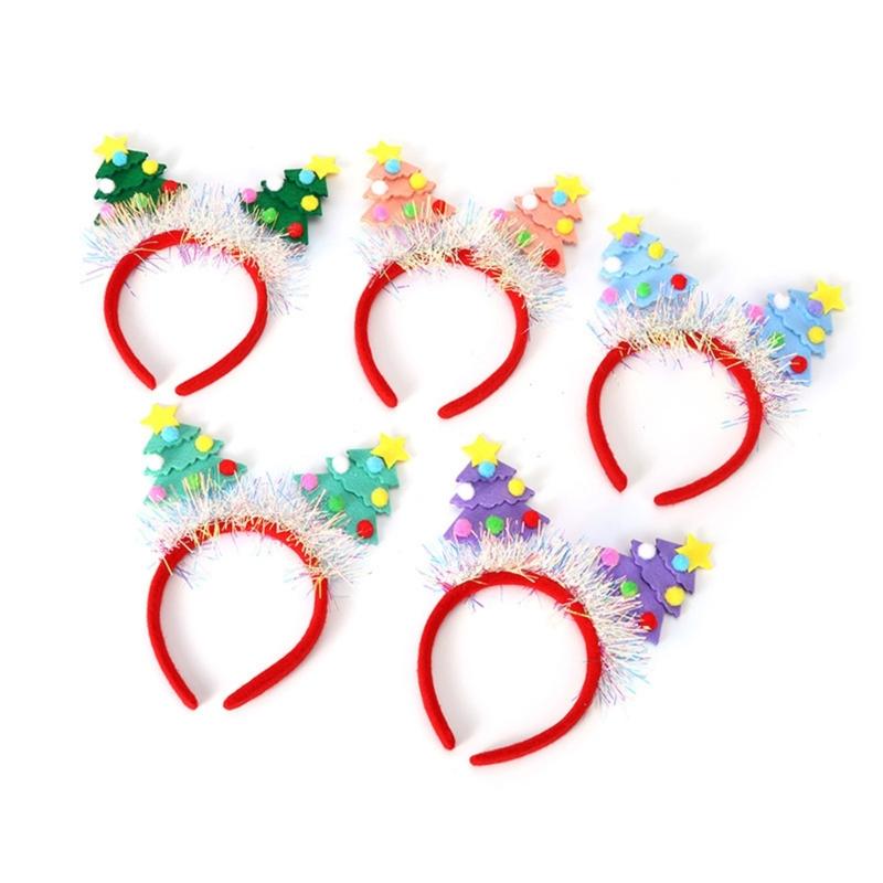 Saisonaler Spaß mit grünem Stoff Weihnachtsbaum Stirnband Einfach zu tragendes Stirnband Ornament für Kinder und Erwachsene Partykostüme