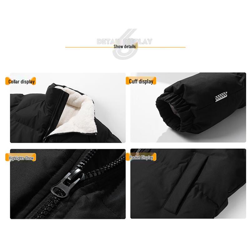 Unisex Fleece-Lined Thickened Winter Puffer Jacket