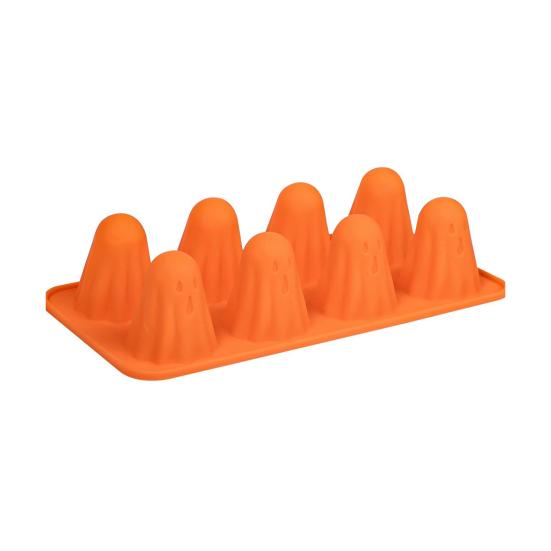 Spøkelse Silikonform Non-Stick 3D Sjokoladeformer 8-Hulrom Halloween Bakeform for Gelé Godteri Pudding Iskrem Gummibjørn Kritt Resin